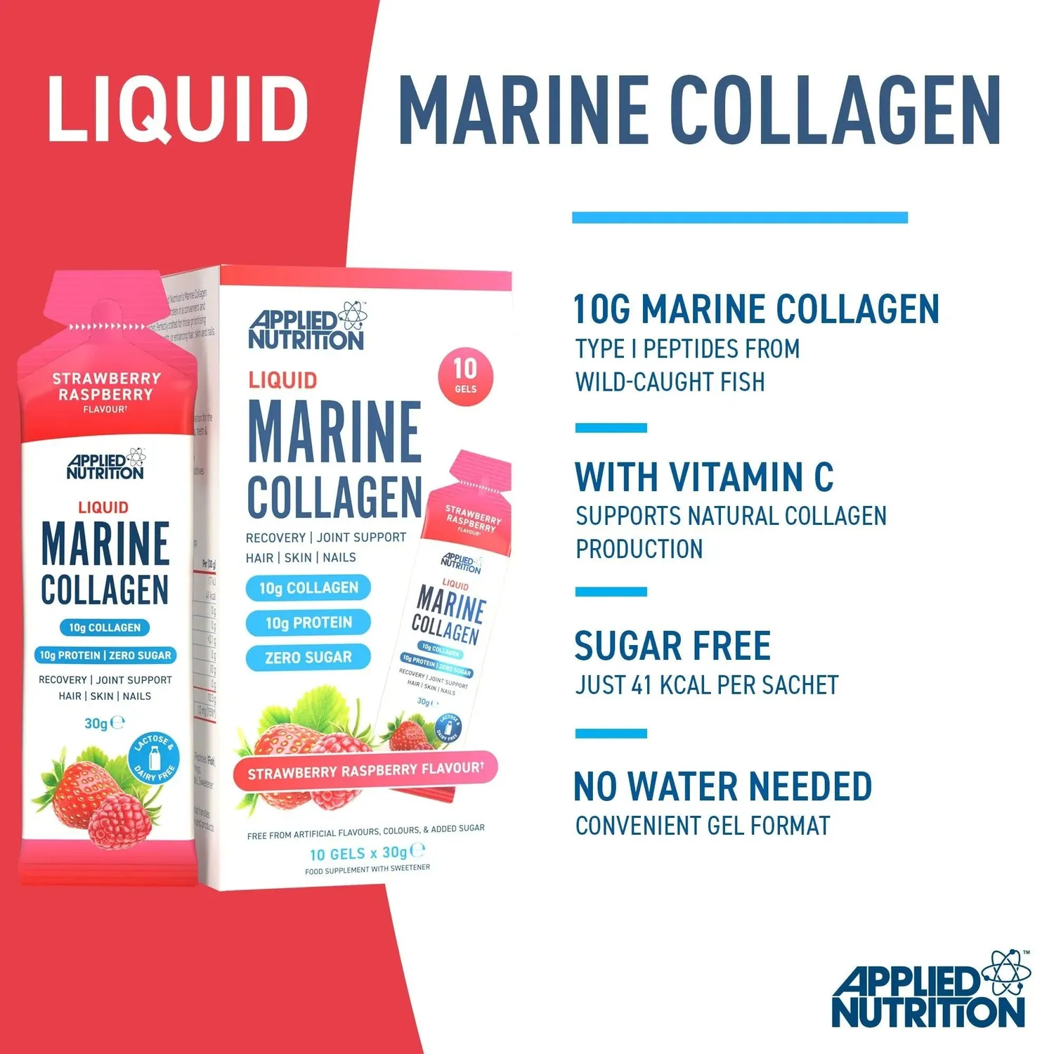 Applied Nutrition Marine Collagen Liquid Peach 10x 10 g