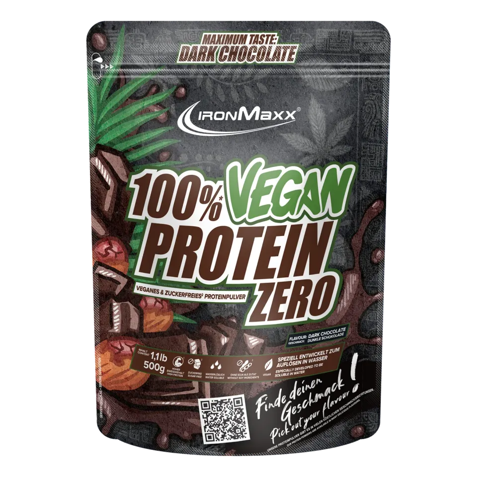Iron Maxx 100% Vegan Protein Zero Pulver Dark Chocolate 500 g zuckerfrei