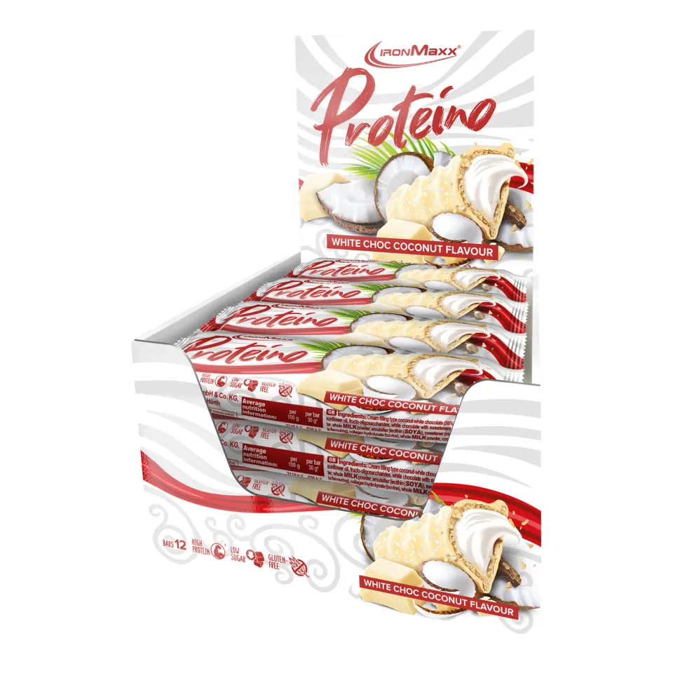 Iron Maxx Proteino White Choc Coconut Riegel 12x30g zuckerarm