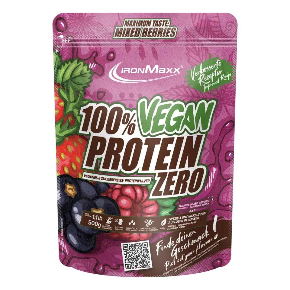 Iron Maxx 100% Vegan Protein Zero Proteinpulver 500 g Mixed Berries zuckerfrei