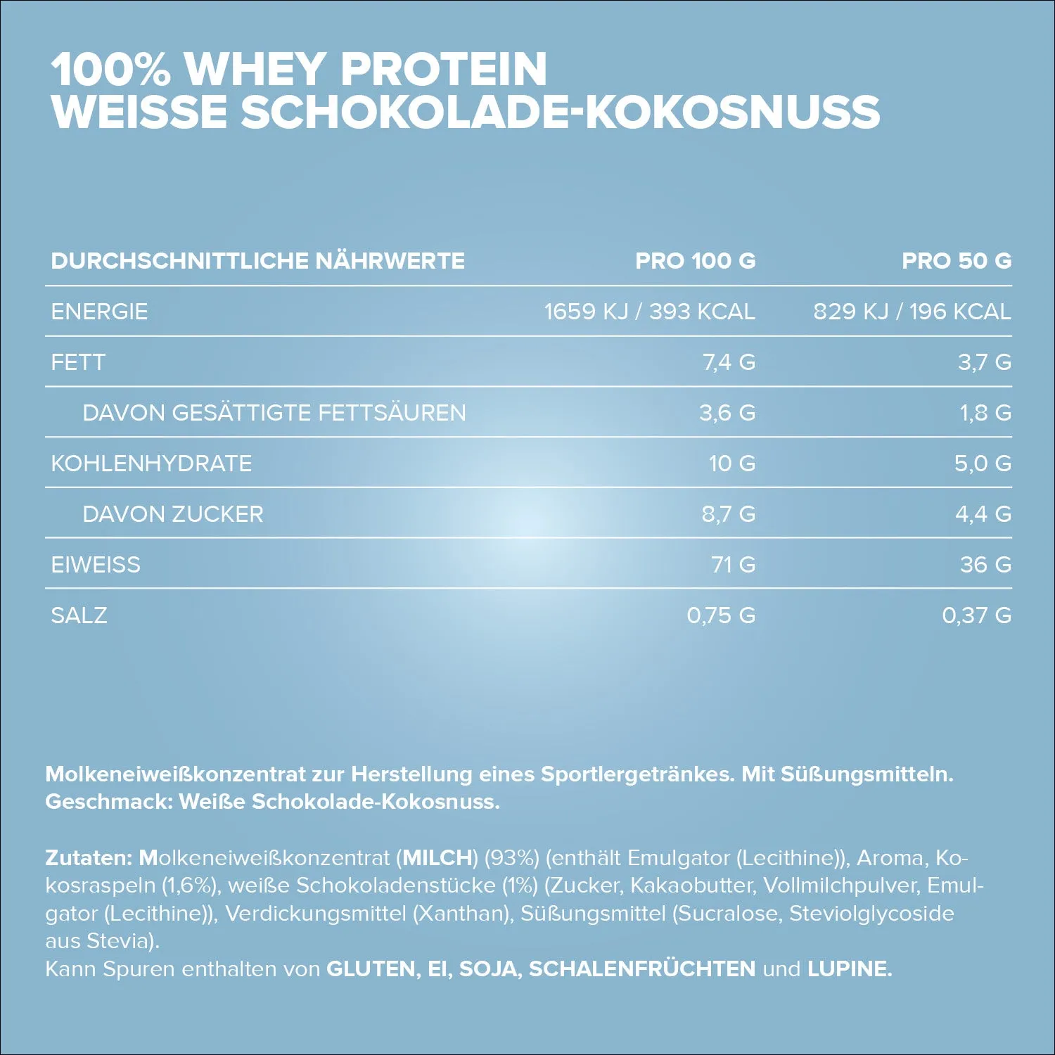 Iron Maxx 100% Whey Protein 900g White Choc Coconut zuckerfrei