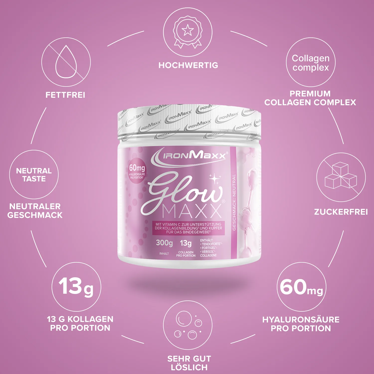 Iron Maxx GlowMaxx 300 g Kollagenpulver Neutral