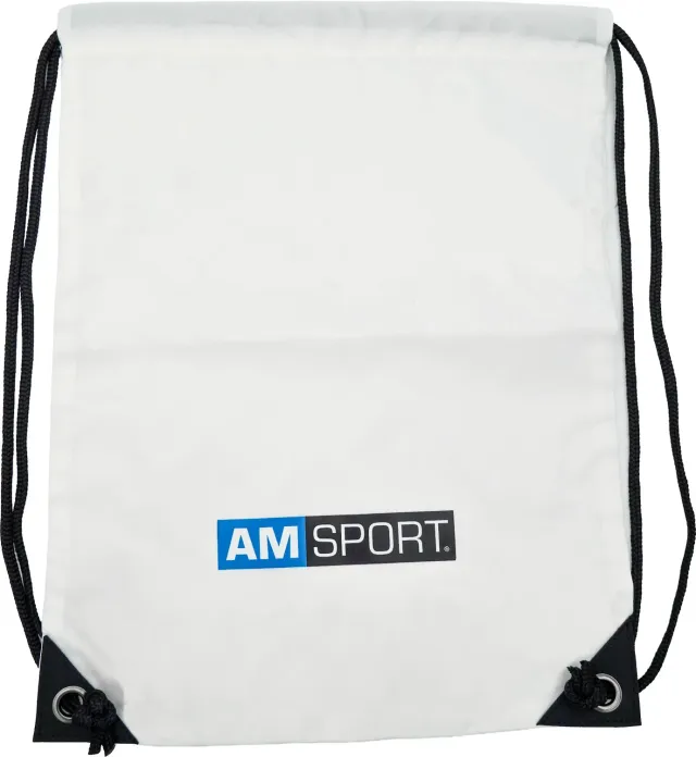 AMSPORT Turnbeutel weiß mit Aufdruck für Training