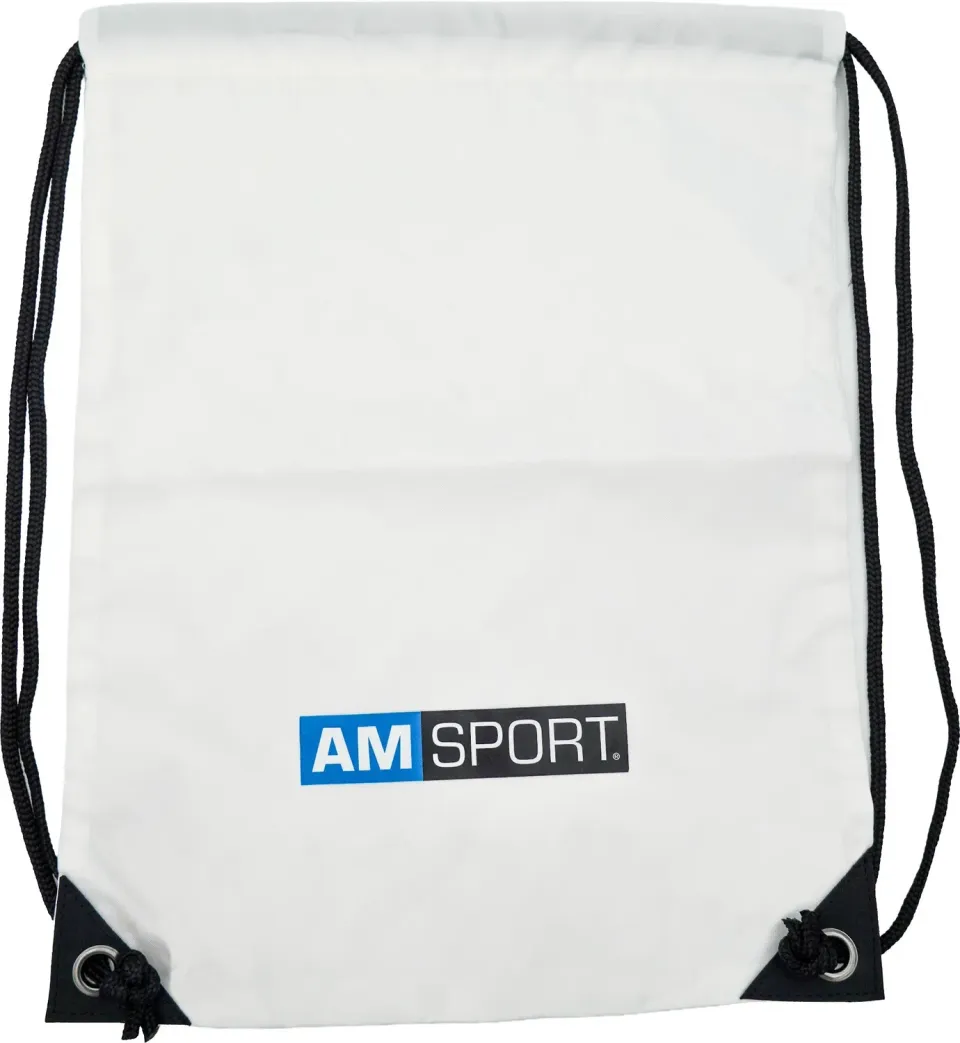 AMSPORT Turnbeutel weiß mit Aufdruck für Training