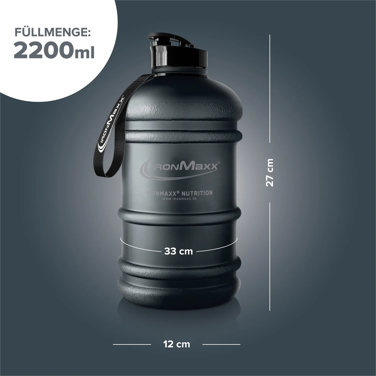 Iron Maxx Water Gallon Trinkflasche 2200ml Deep Black BPA-frei