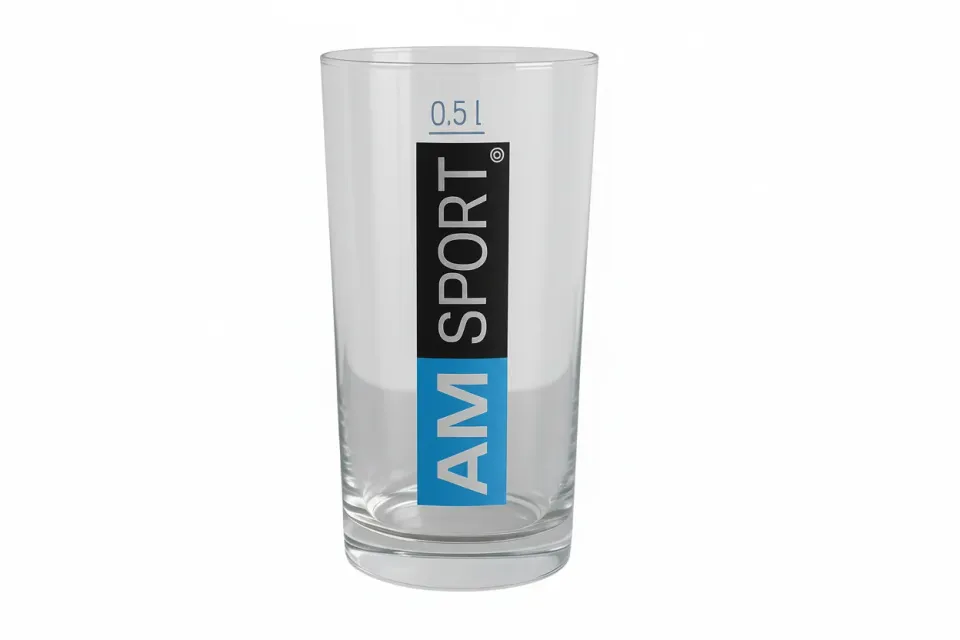 AMSPORT Glas Trinkglas 0,5 Liter mit Logo