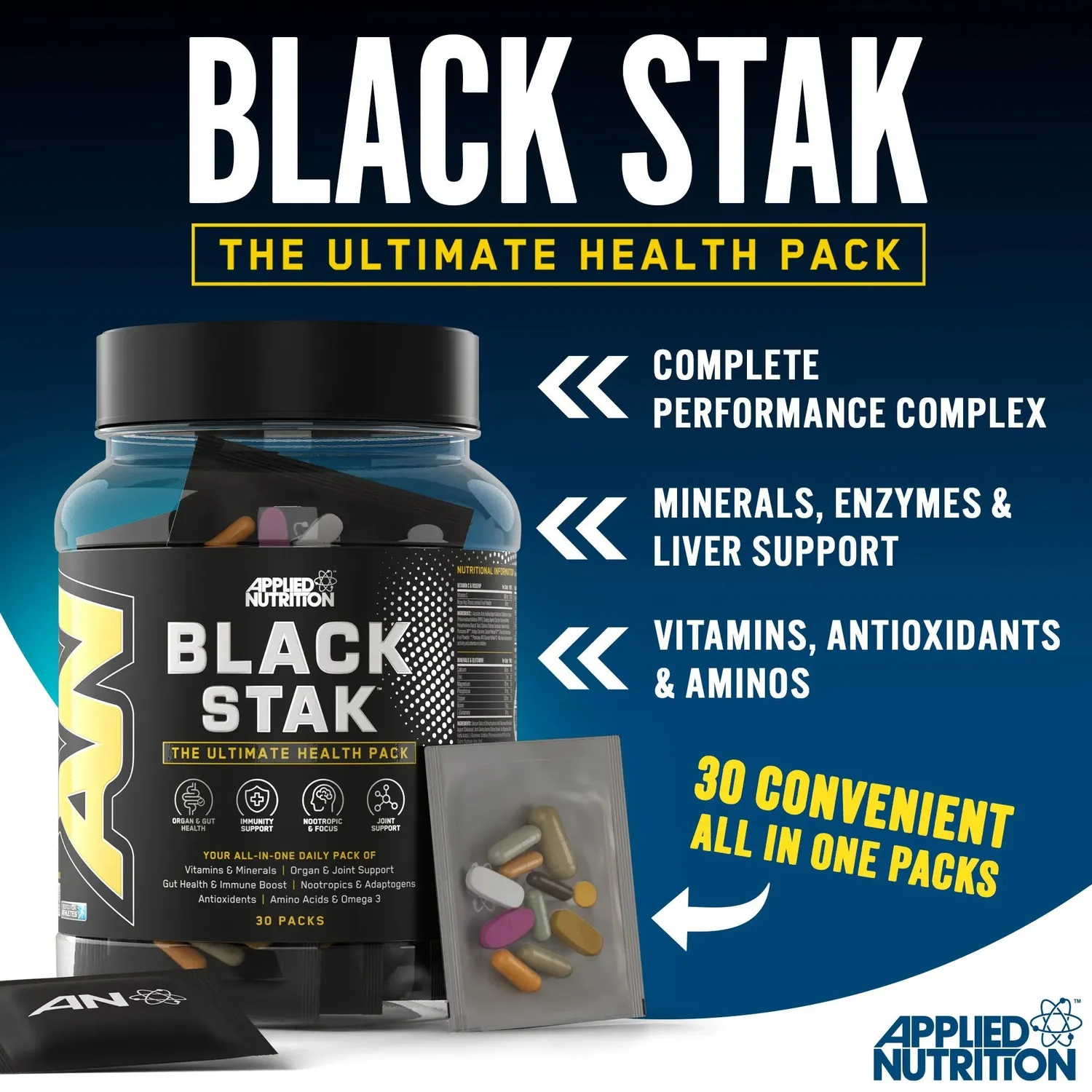 Applied Nutrition Black Stak Multivitamin 30 Beutel vegan