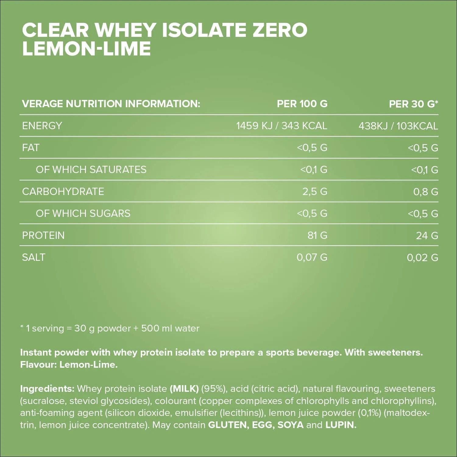 Iron Maxx Clear Whey Isolate ZERO Clear Whey 400g Lemon Lime