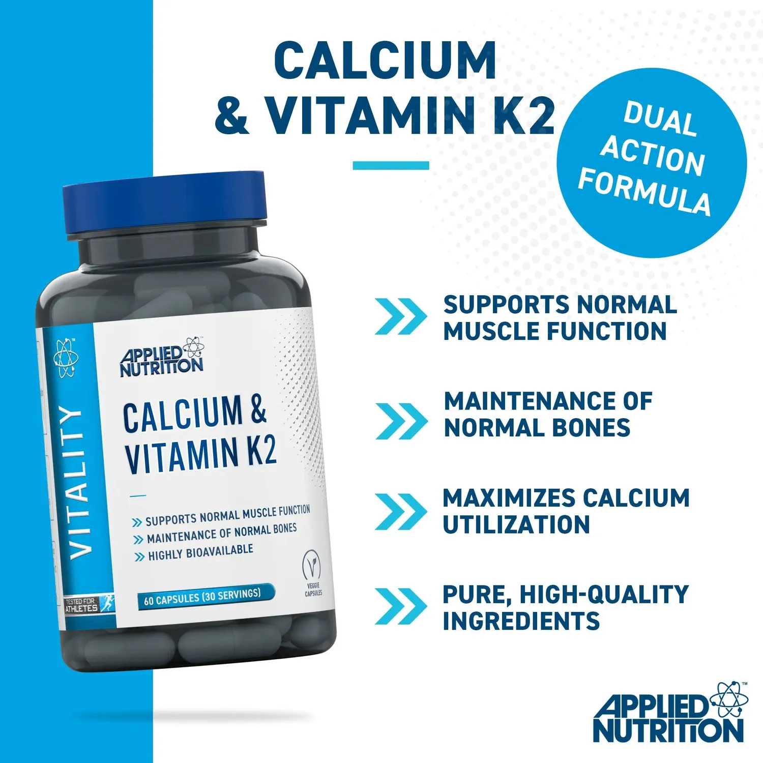 Applied Nutrition Calcium Vitamin K2 Kapseln 60 Stück Monatsvorrat