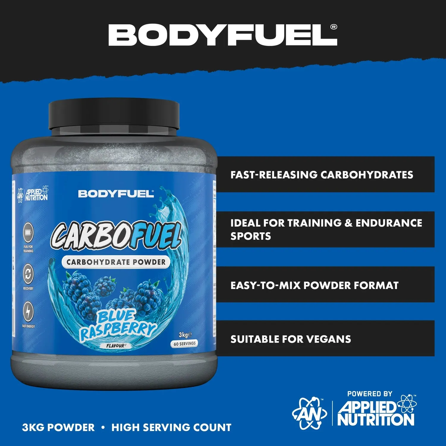 Applied Nutrition BodyFuel CarboFuel Pulver Unflavoured 3kg schnell