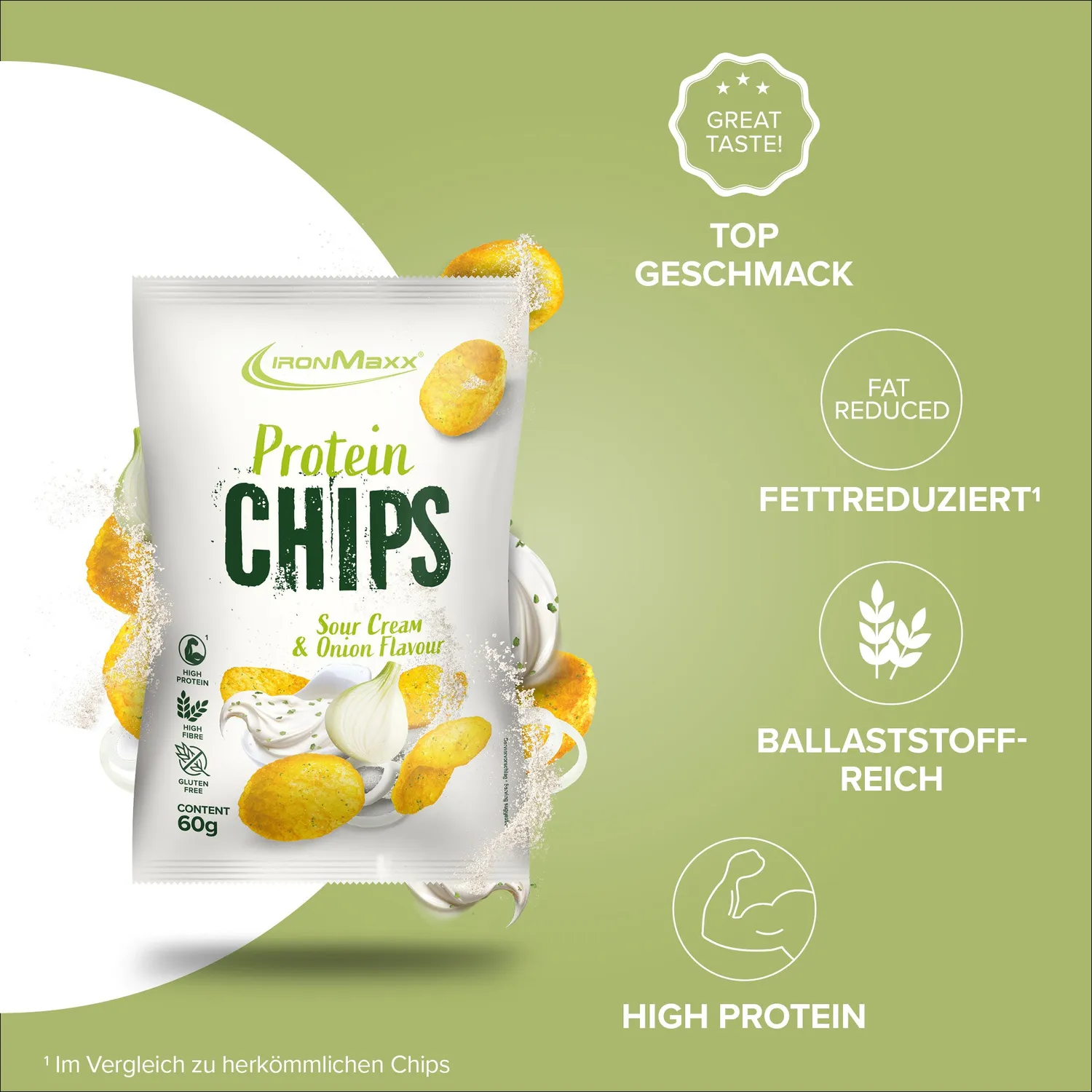 Iron Maxx Protein Chips 3.0 60g Sour Cream Onion 40% Protein