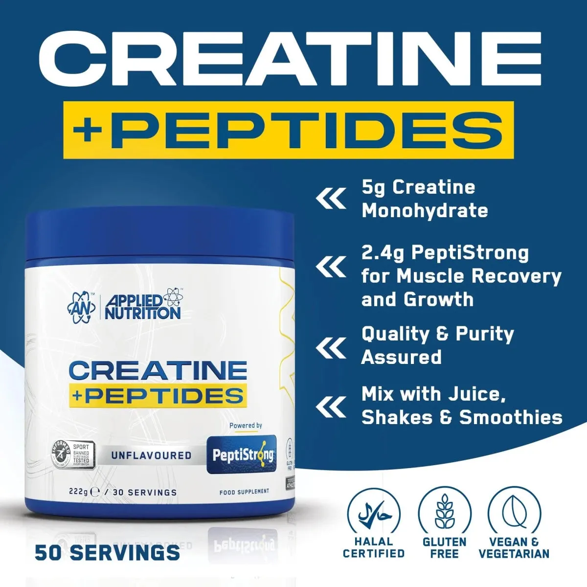 Applied Nutrition Performance Kreatin Pulver 222g Monohydrat Peptid