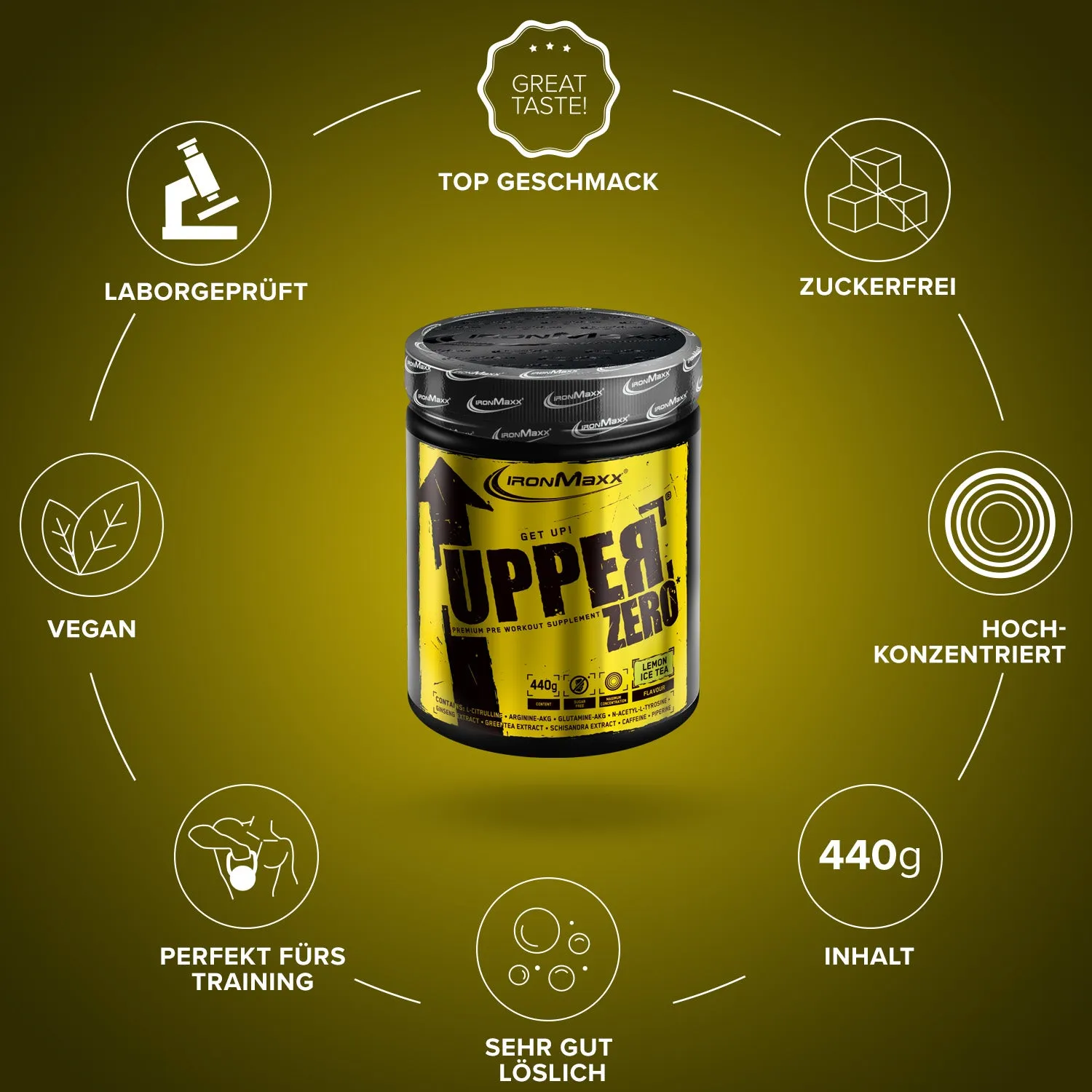 Iron Maxx Upper Zero 440 g Trainingsbooster Lemon Ice Tea