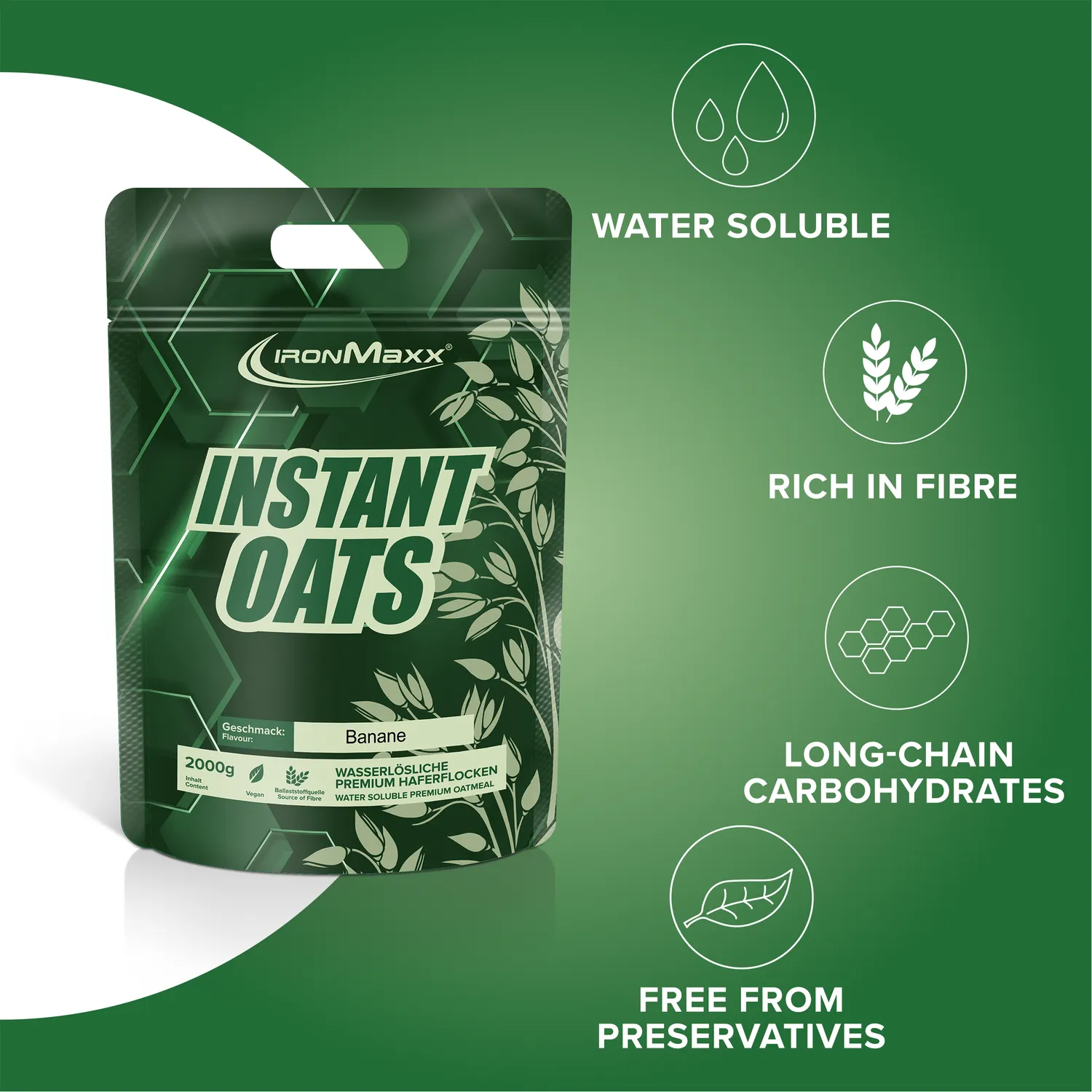 Iron Maxx Instant Oats Banane 2000 g Kohlenhydrate