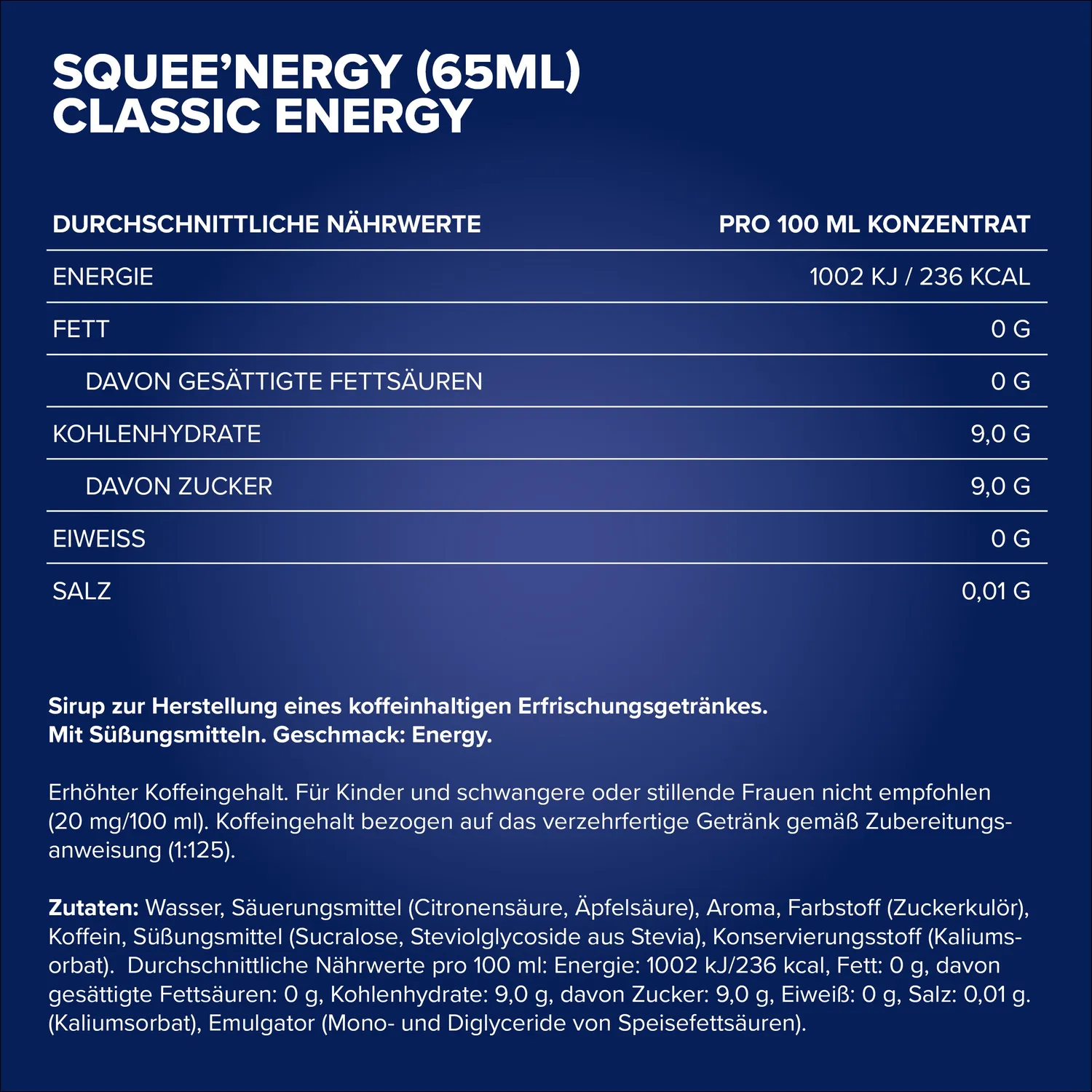 Iron Maxx Squee'Nergy Classic Energy Sirup 65ml zuckerfrei
