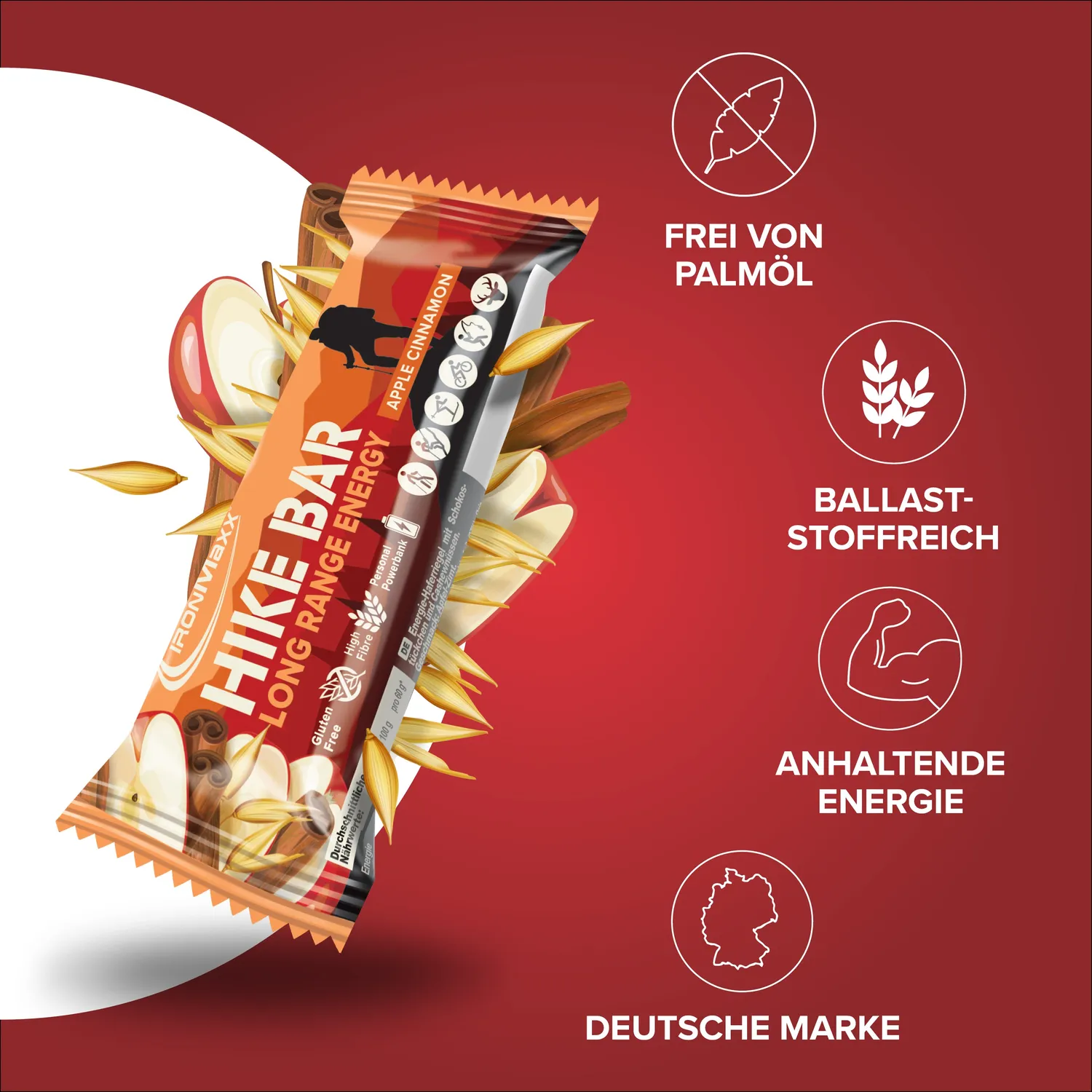 Iron Maxx Hike Bar Energieriegel Apple Cinnamon 60g vegan