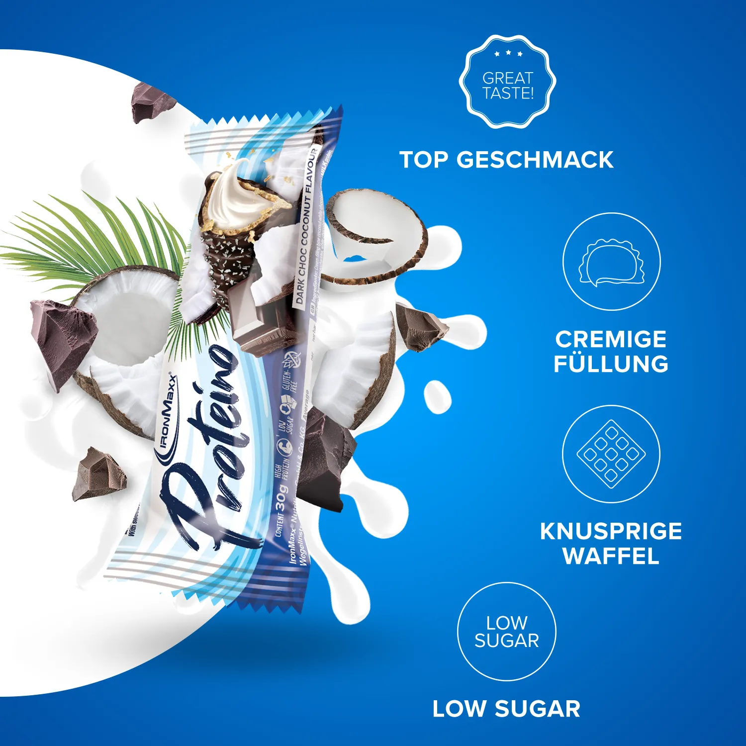 Iron Maxx Proteino Proteinriegel 12x30g Dark Choc Coconut zuckerarm