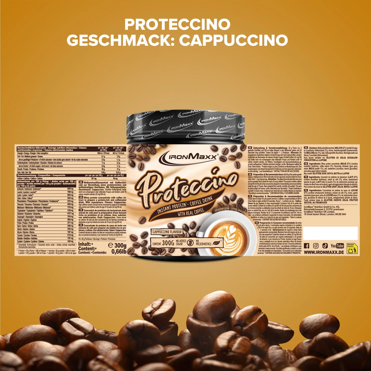 Iron Maxx Proteccino Protein Kaffee 300g Cappuccino