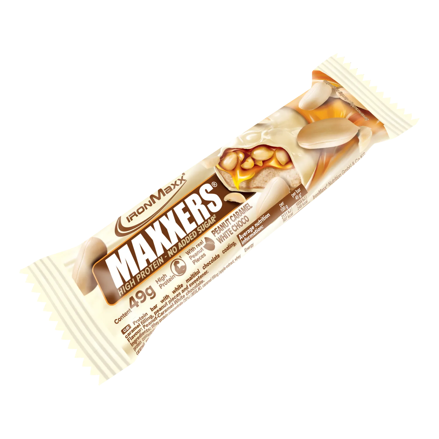 Iron Maxx Maxxers 24x49g Proteinriegel White Choc Peanut Caramel