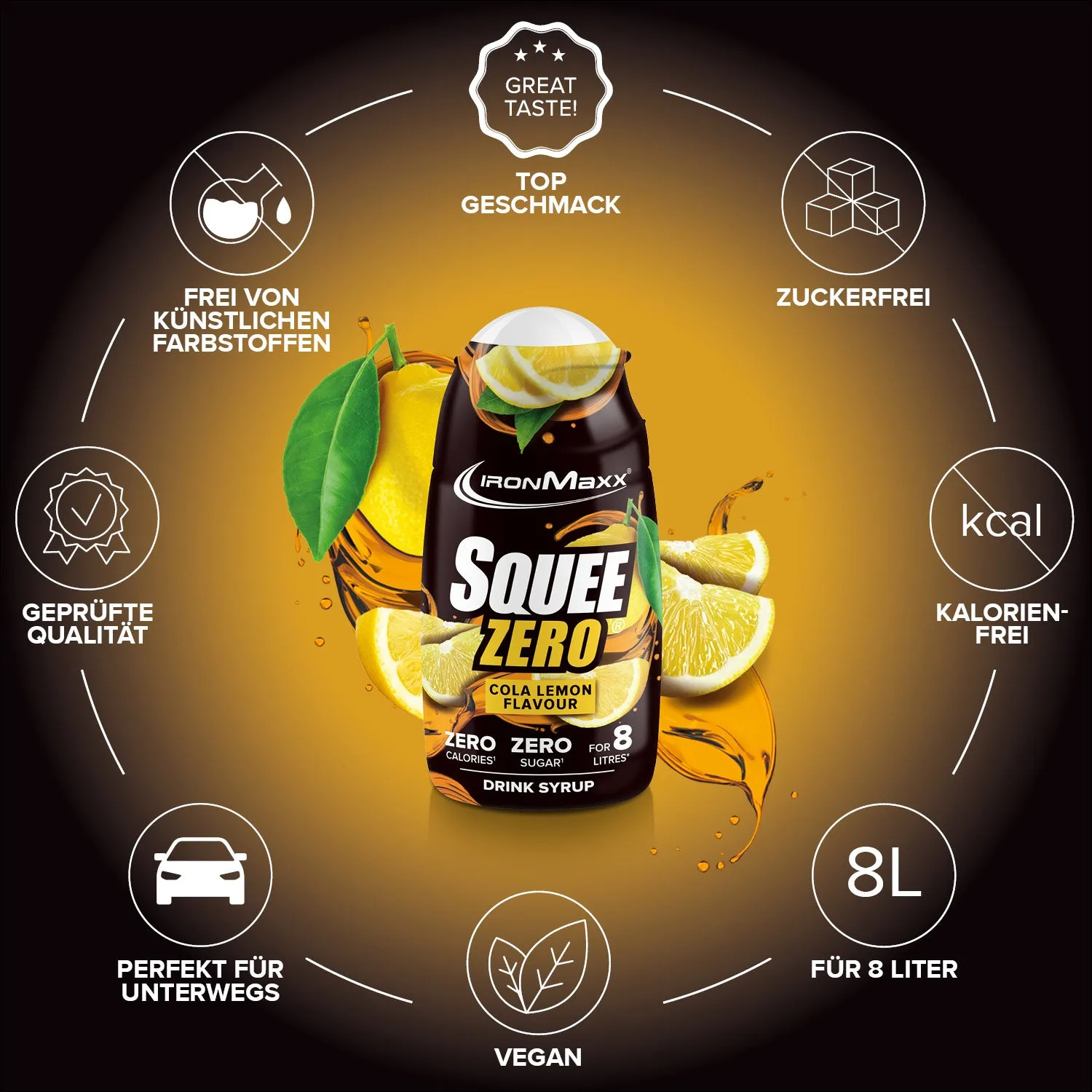 Iron Maxx SqueeZero 65ml Cola Lemon Sirup zuckerfrei