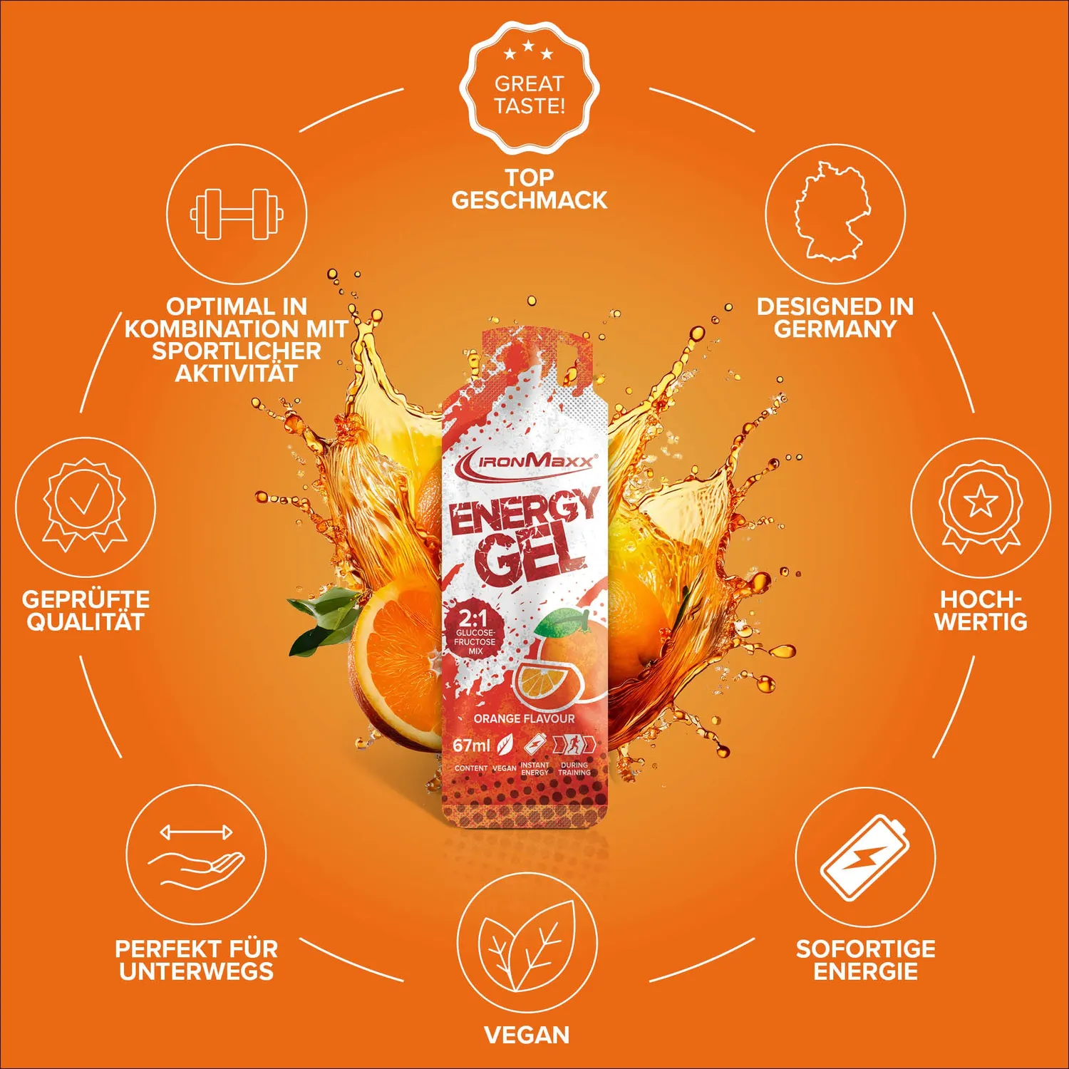 Iron Maxx Hydro Energy Gel Orange 67ml mit Natrium