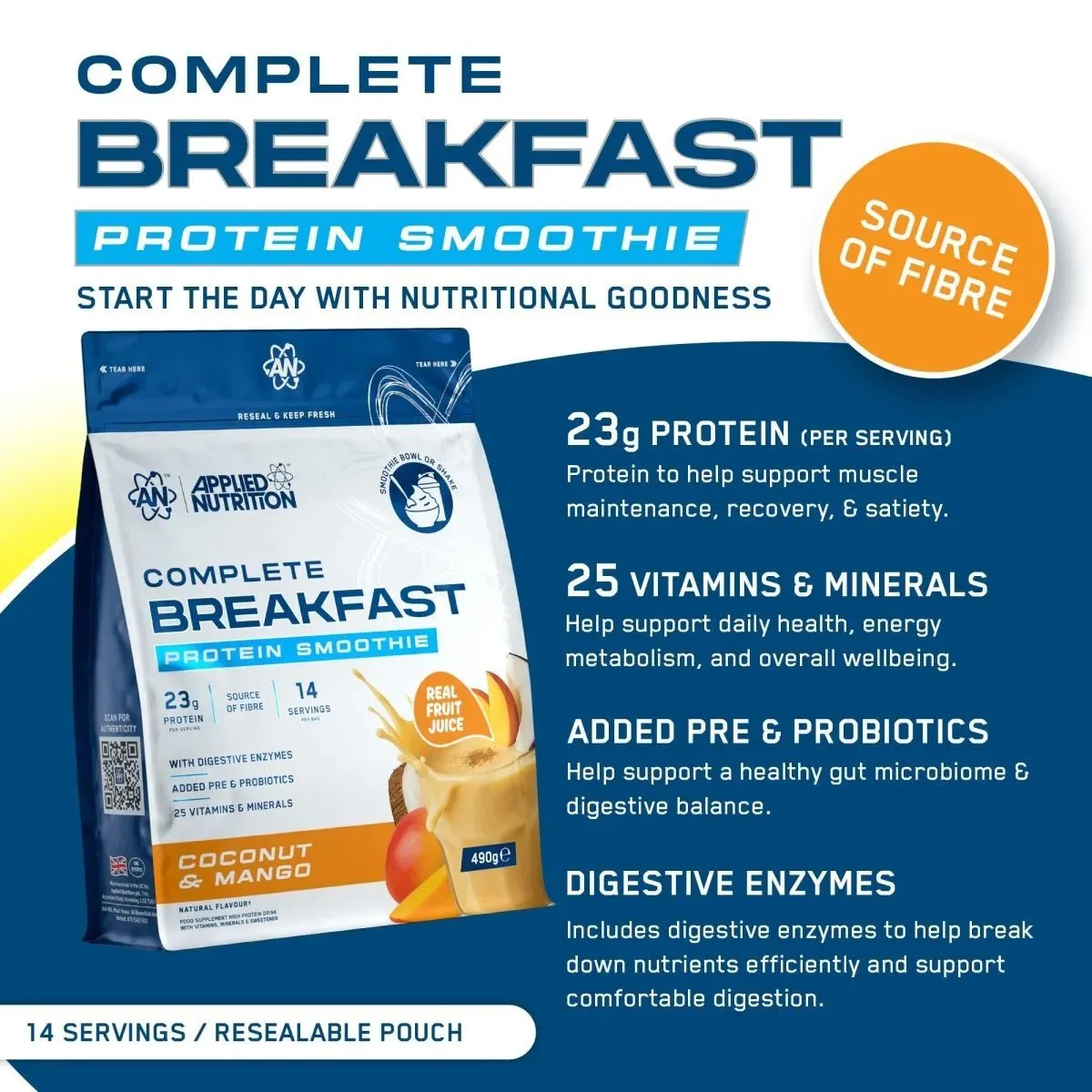 Applied Nutrition Complete Breakfast Protein Shake Apfel Zimt 14 Port.