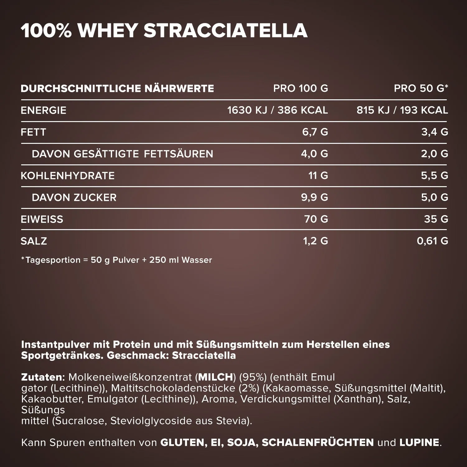 Iron Maxx 100% Whey Protein Pulver Stracciatella 500g zuckerfrei