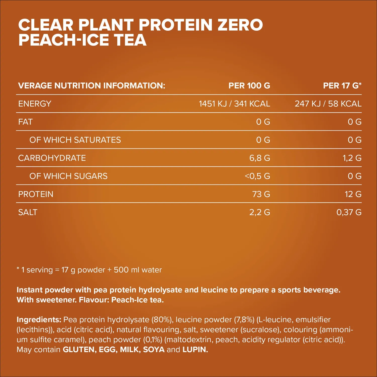 Iron Maxx Clear Plant Protein ZERO 400 g Proteinpulver Peach Ice Tea vegan