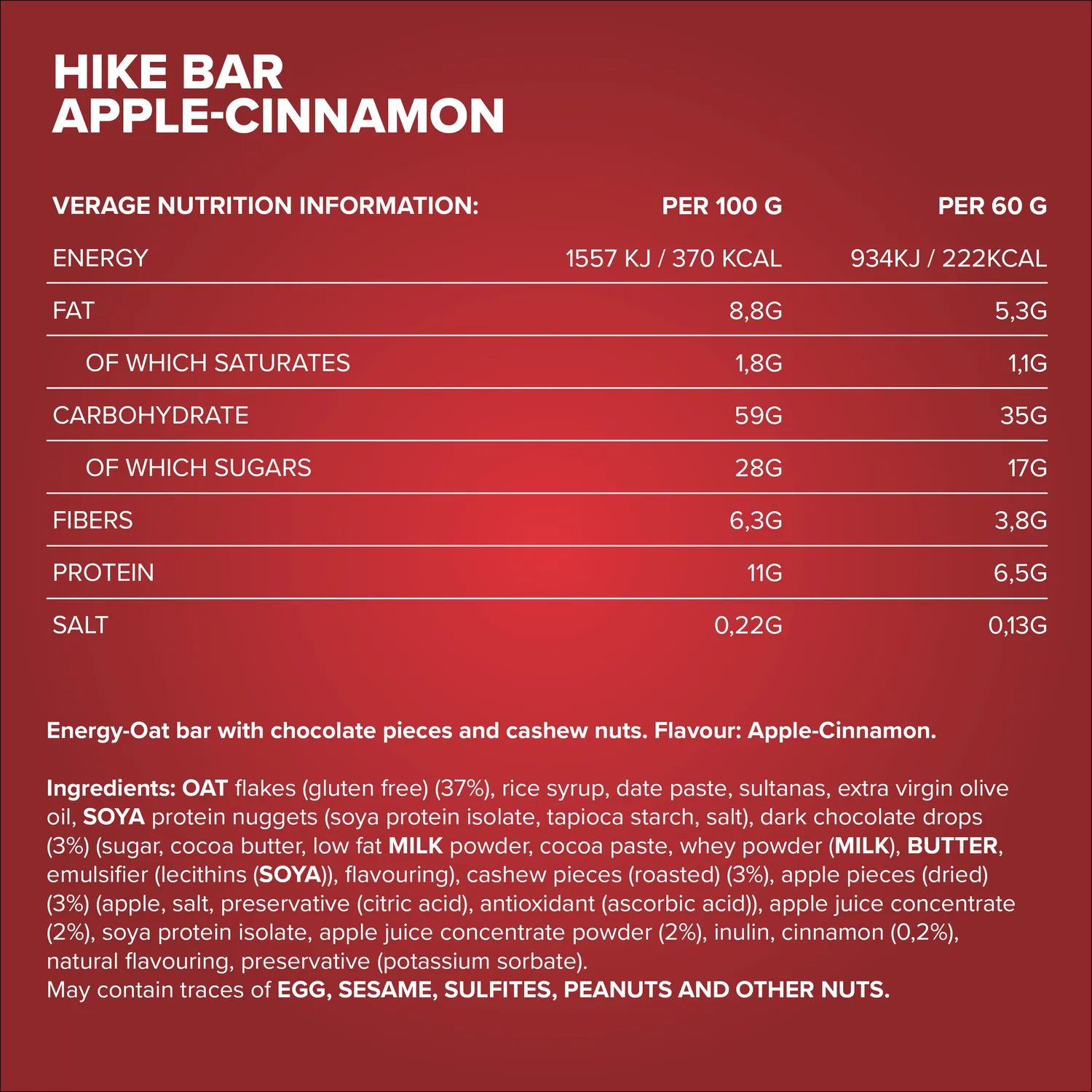 Iron Maxx Hike Bar Energieriegel Apple Cinnamon 60g vegan