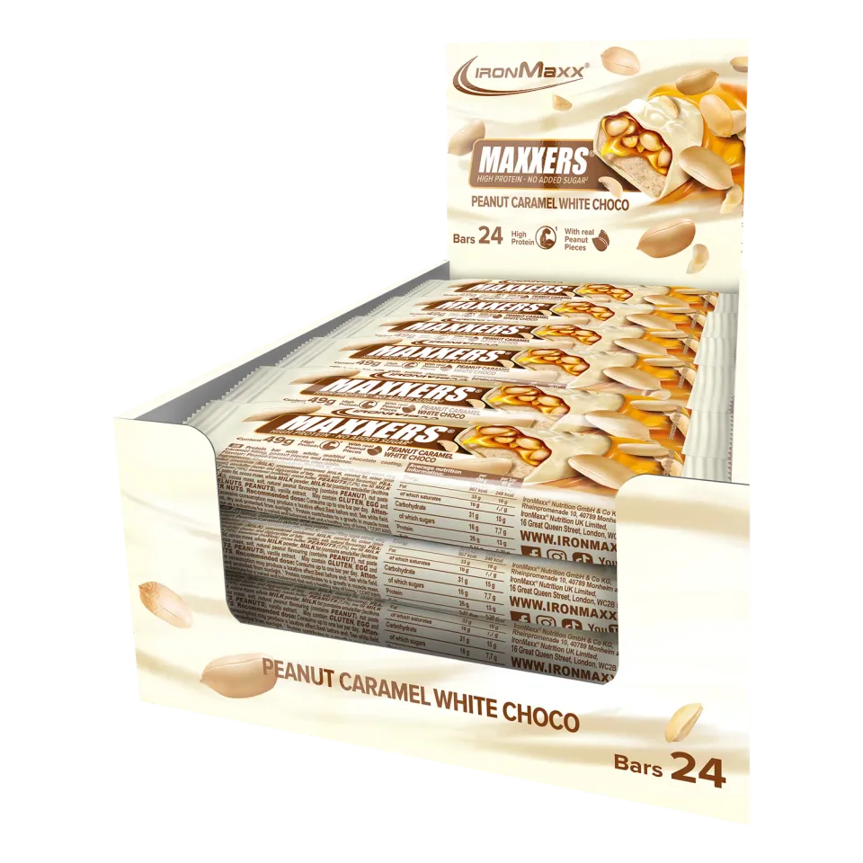 Iron Maxx Maxxers 24x49g Proteinriegel White Choc Peanut Caramel