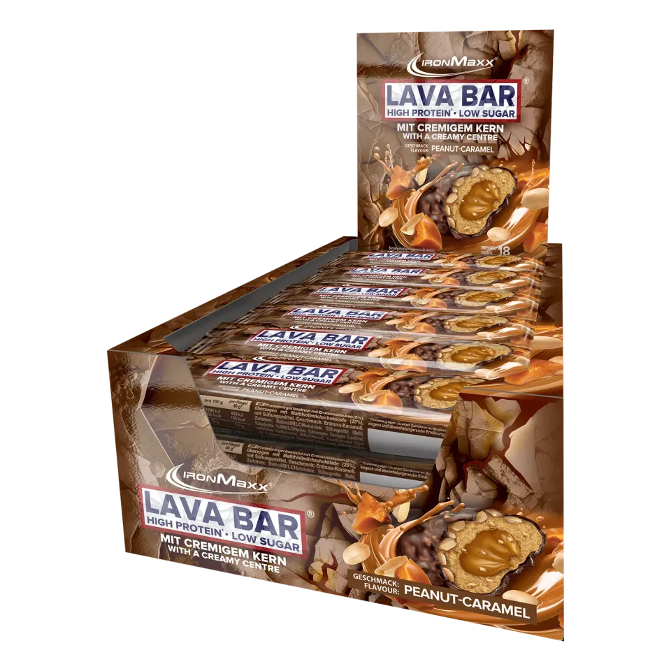Iron Maxx Lava Bar Proteinriegel Peanut Caramel 18x40g Low Sugar