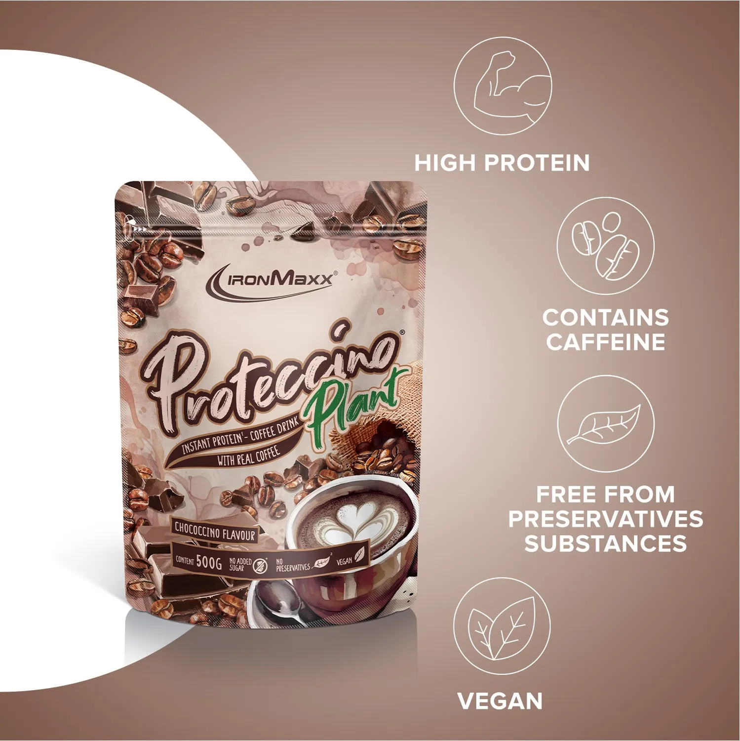 IronMaxx Proteccino Plant Protein Coffee 500g Chococcino