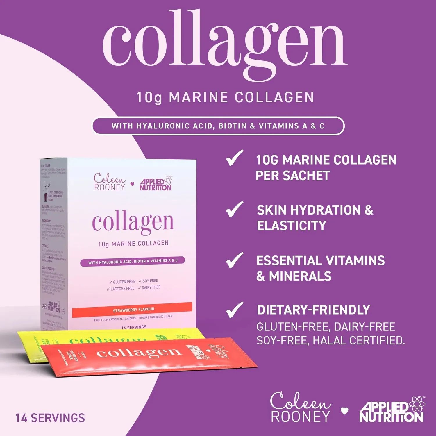 Applied Nutrition Coleen’s Marine Collagen Pulver Erdbeere 14 Sticks