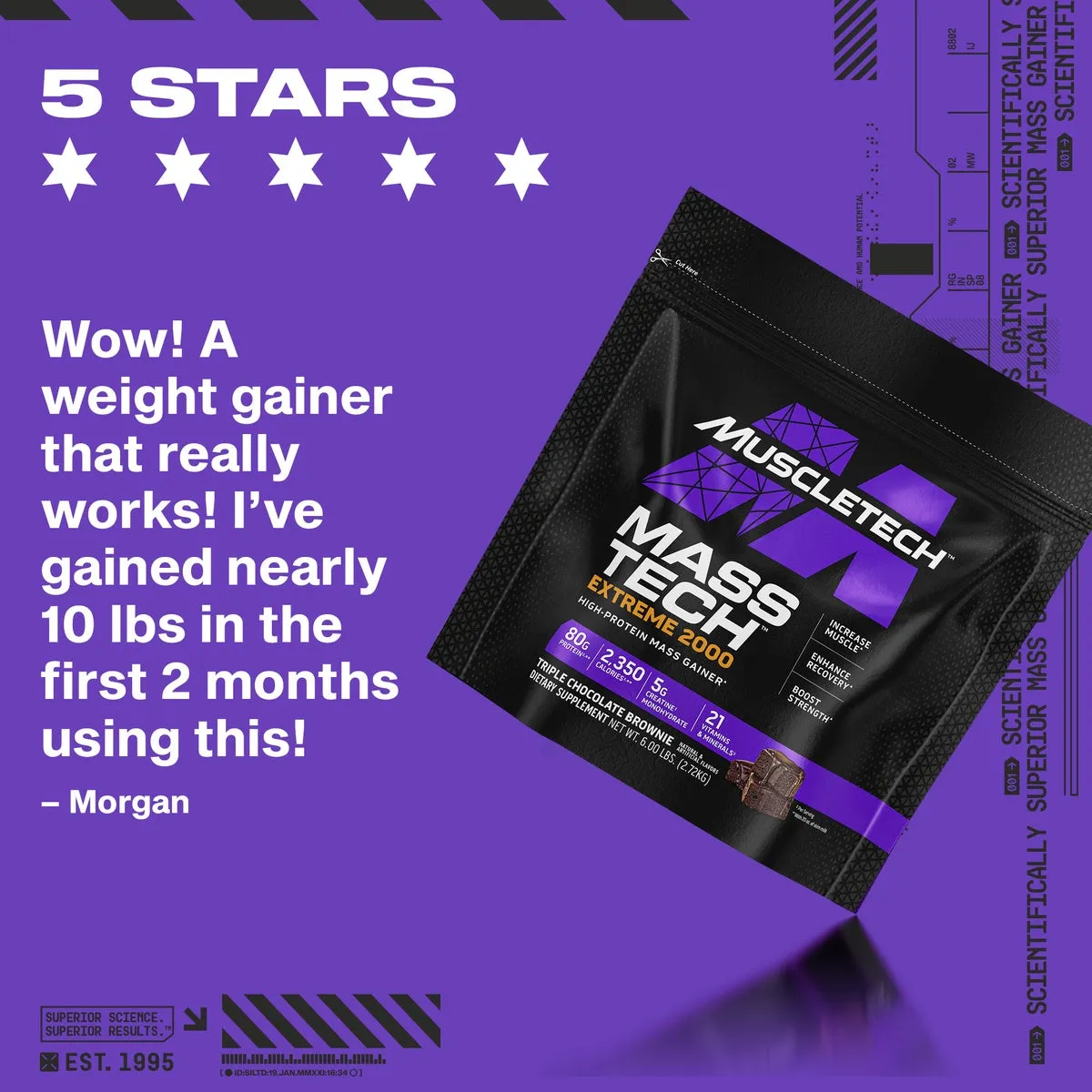 MuscleTech Mass-Tech Extreme Mass Gainer 6 lbs Triple Chocolate Brownie