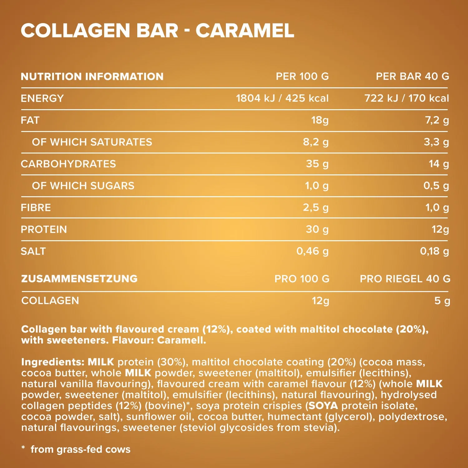 Iron Maxx Collagen Bar 40 g Karamell Proteinriegel zuckerarm