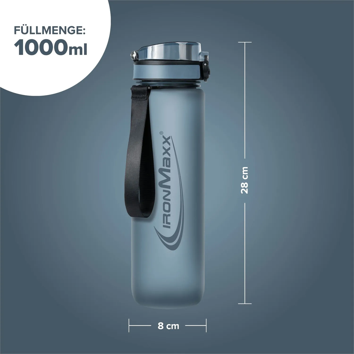 Iron Maxx Sport Water Bottle Trinkflasche 1000ml Blau BPA-frei