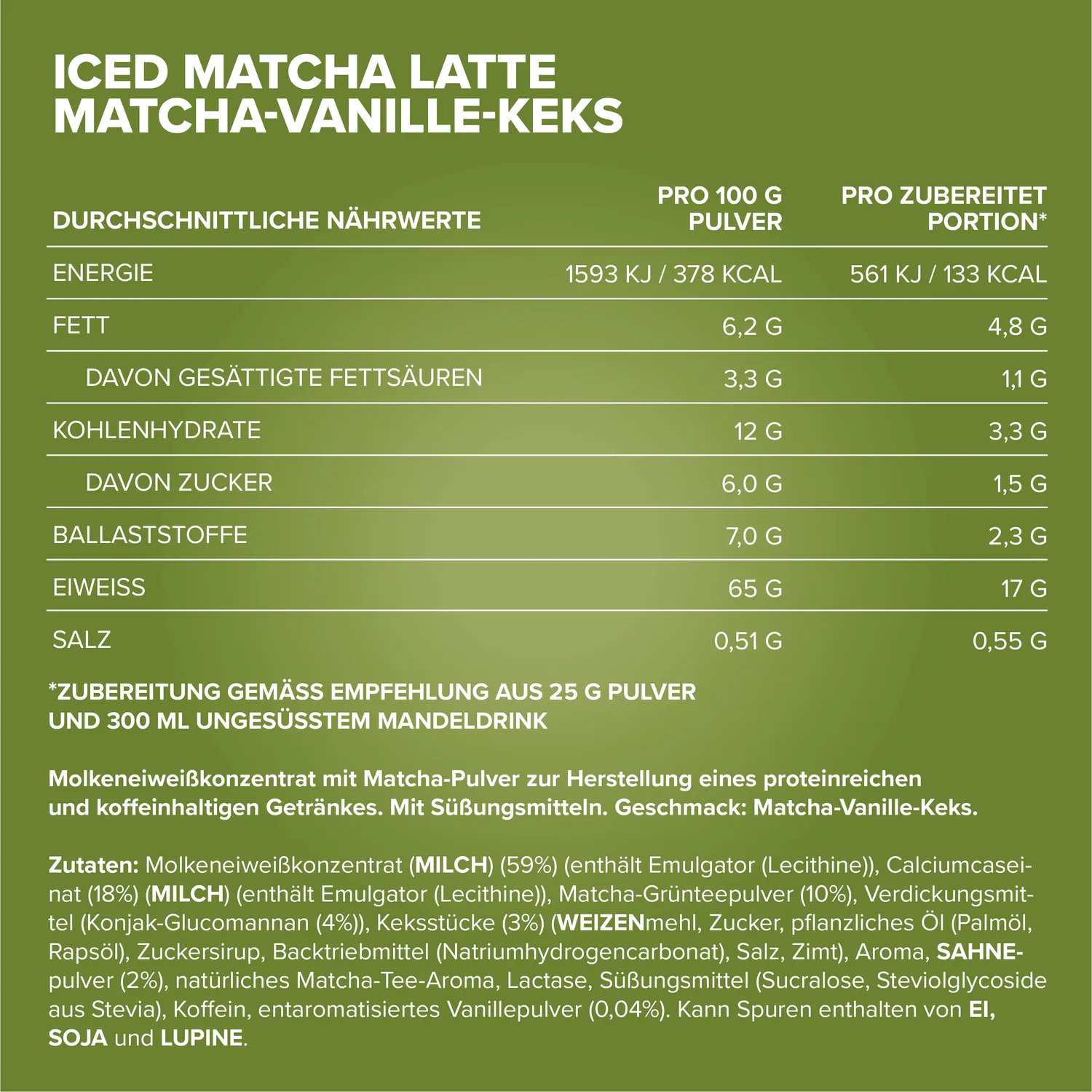 Iron Maxx Iced Matcha Latte Vanilla Crumble Proteinpulver 300g