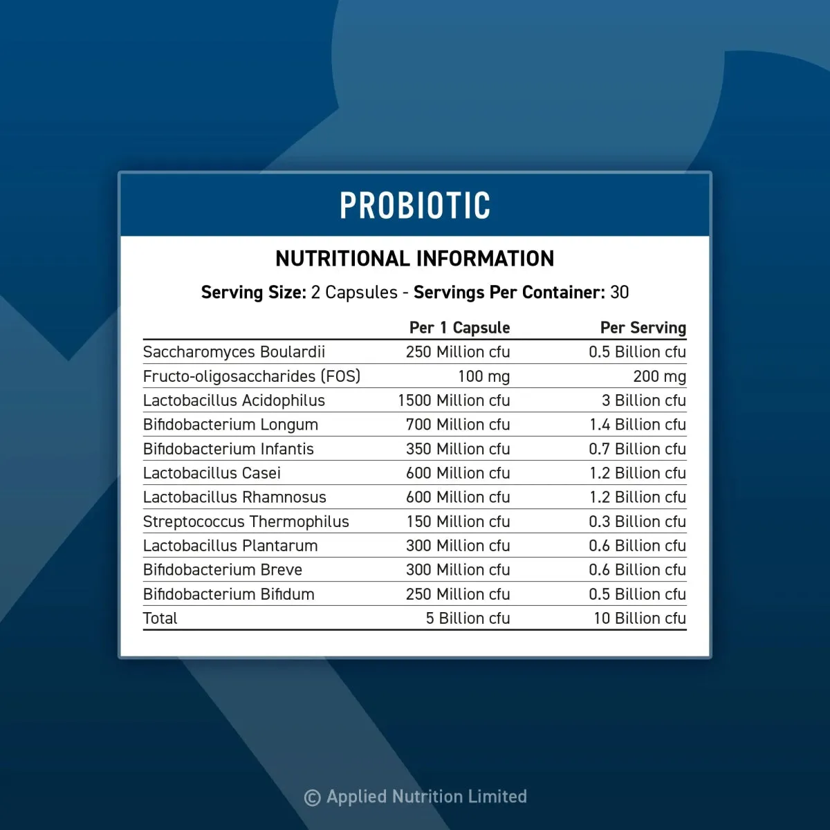 Applied Nutrition Probiotika Multi-Strain Kapseln 60 Stück 10 Mrd KBE