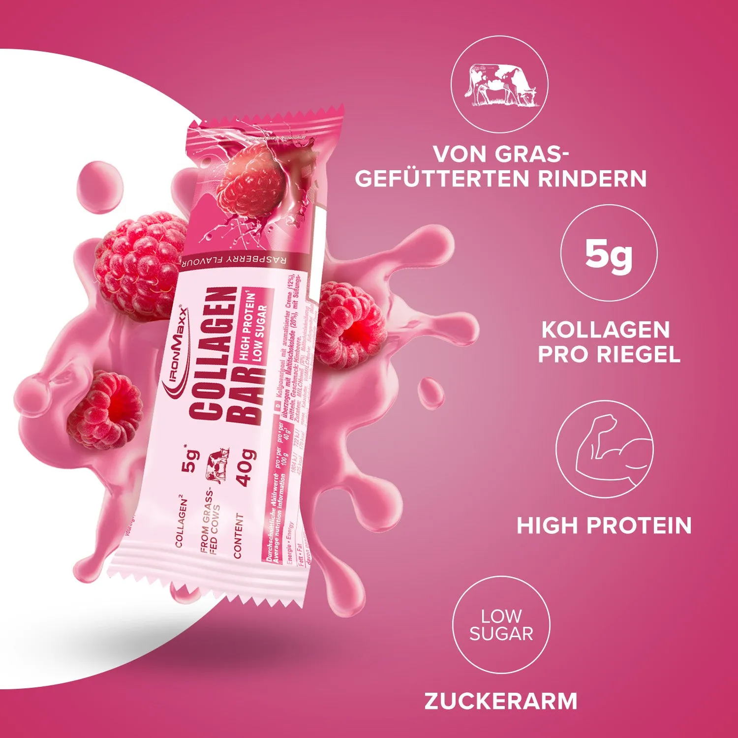 Iron Maxx Collagen Bar Proteinriegel 40 g Himbeere Kollagen