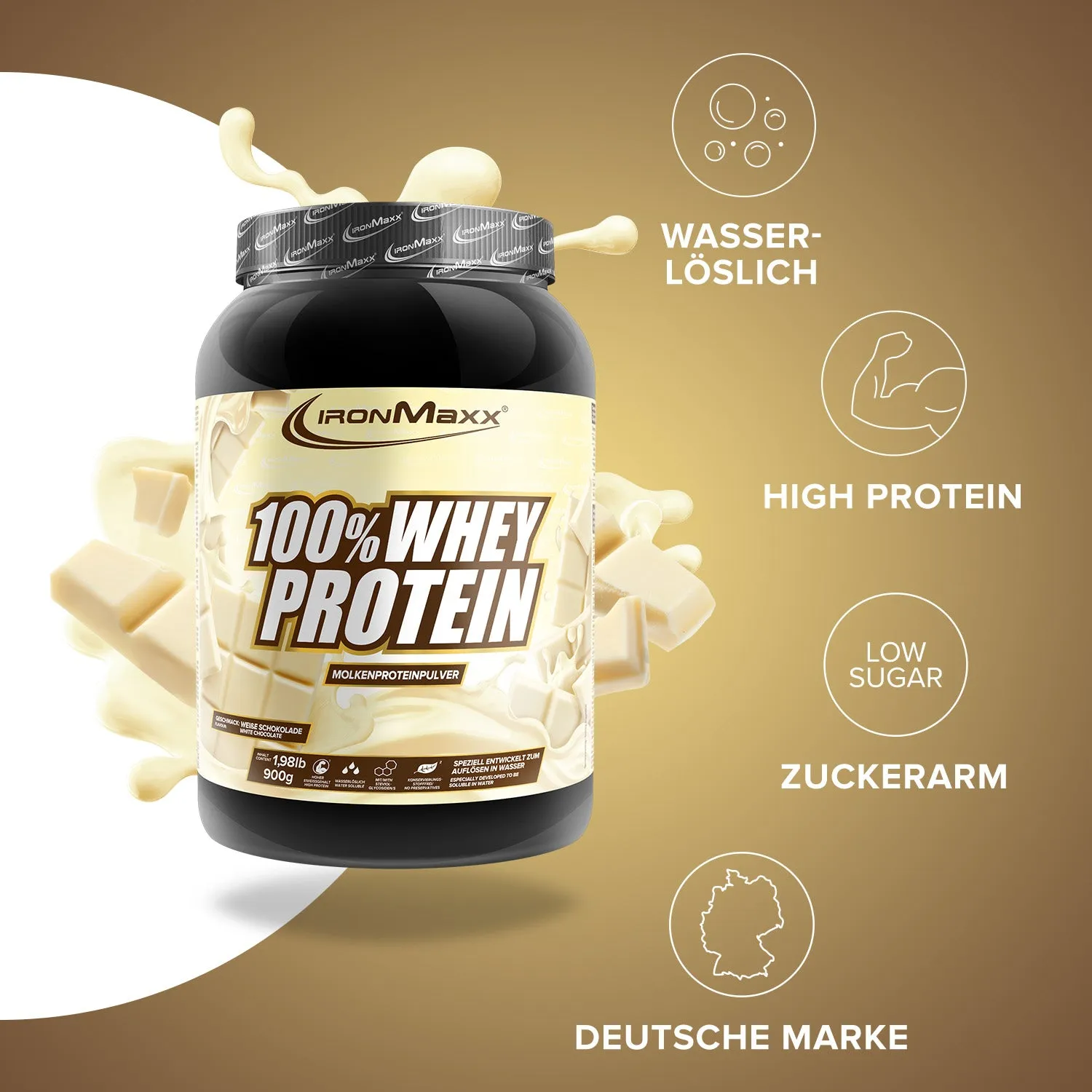 Iron Maxx 100% Whey Protein 900 g Weiße Schokolade Whey