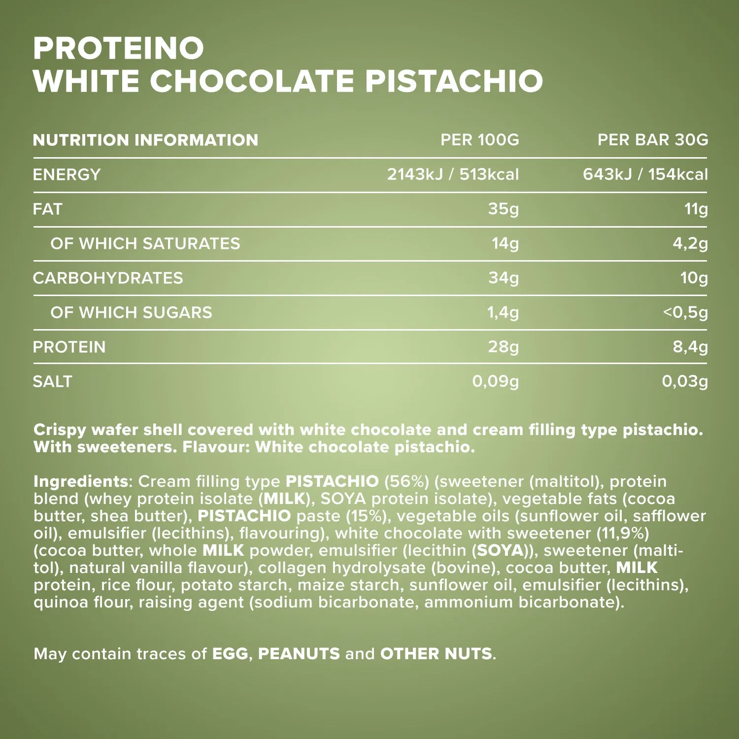 Iron Maxx Proteino (12x30g) - White Chocolate Pistachio Proteinriegel zuckerarm