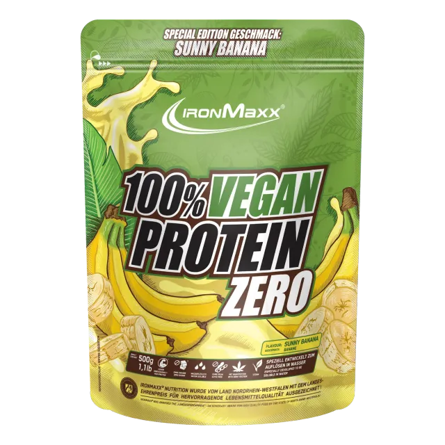 Iron Maxx 100% Vegan Protein Zero Pulver Sunny Banana 500 g zuckerfrei