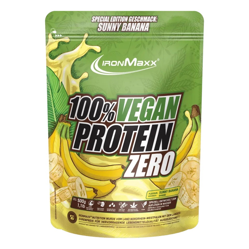 Iron Maxx 100% Vegan Protein Zero Pulver Sunny Banana 500 g zuckerfrei