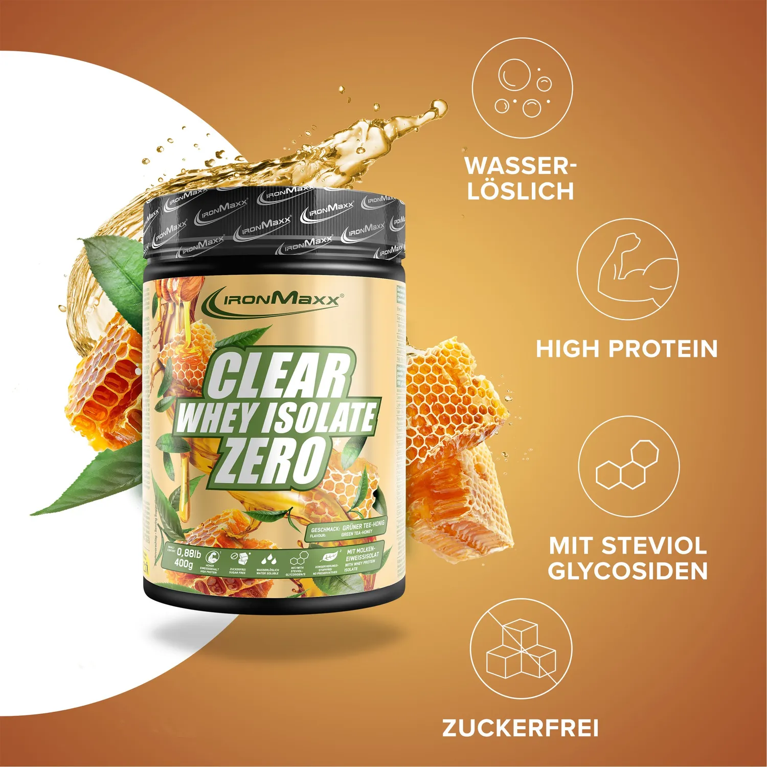 Iron Maxx Clear Whey Isolate ZERO Honey Green Tea 400g