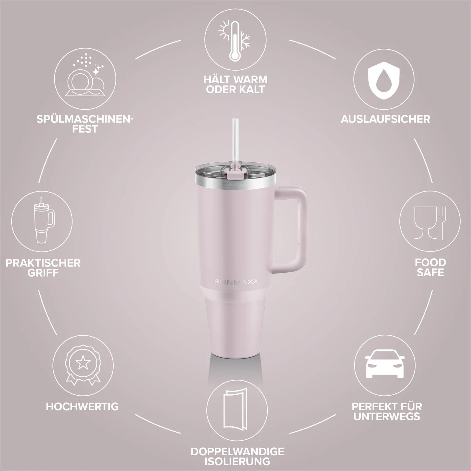 Iron Maxx Cup V3.0 Trinkflasche Rose 1200 ml Edelstahl isoliert