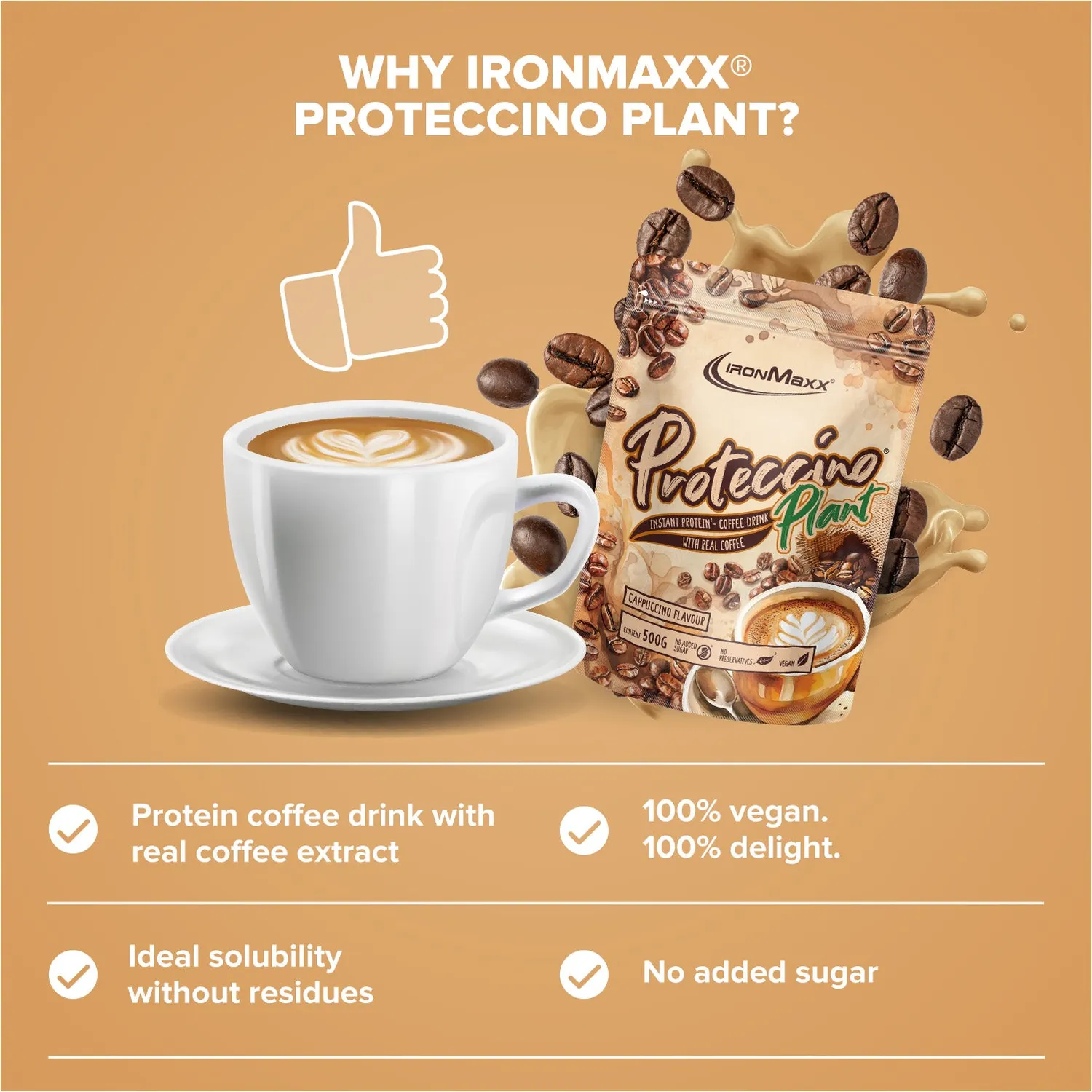 Iron Maxx Proteccino Plant Proteinpulver 500 g Cappuccino vegan