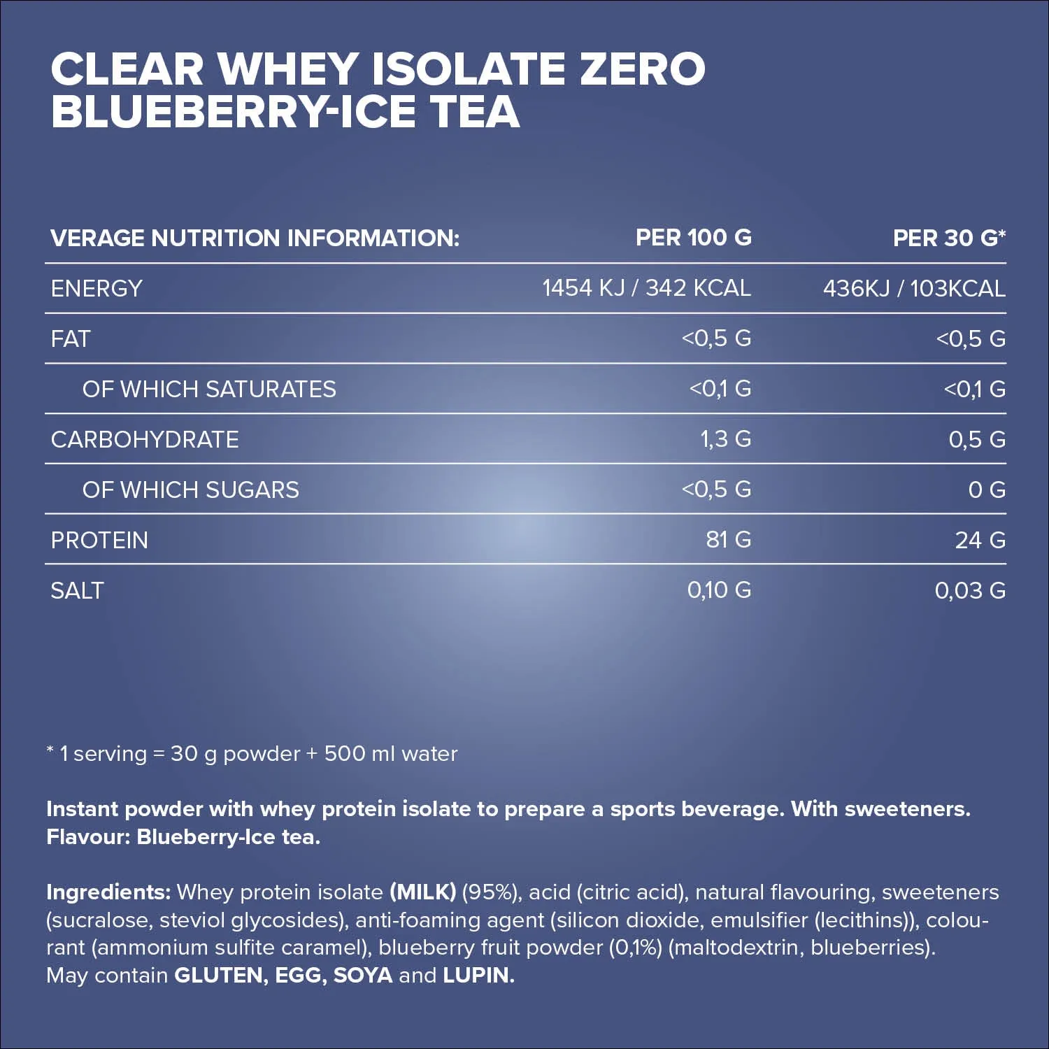 Iron Maxx Clear Whey Isolate ZERO Clear Whey 400g Blueberry Ice Tea