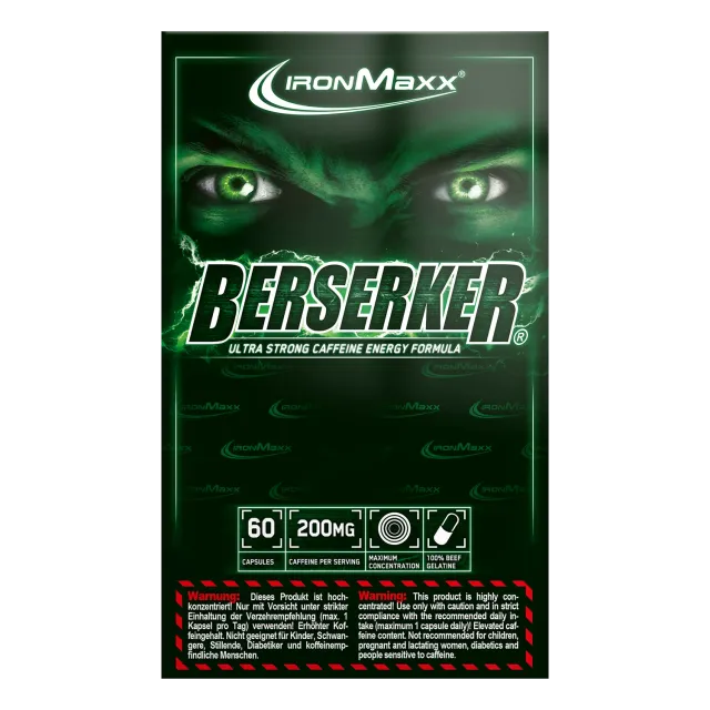 IronMaxx Berserker Trainingsbooster Kapseln 60 Stück 200 mg Koffein