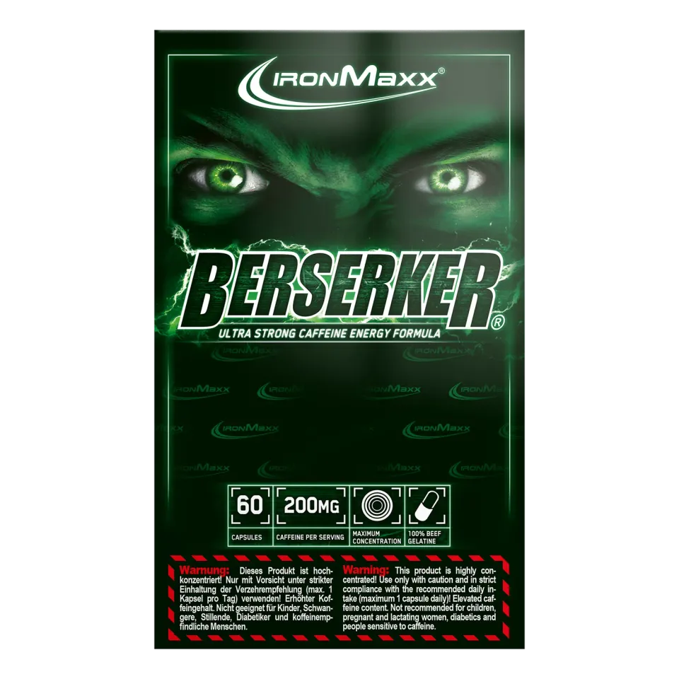 IronMaxx Berserker Trainingsbooster Kapseln 60 Stück 200 mg Koffein