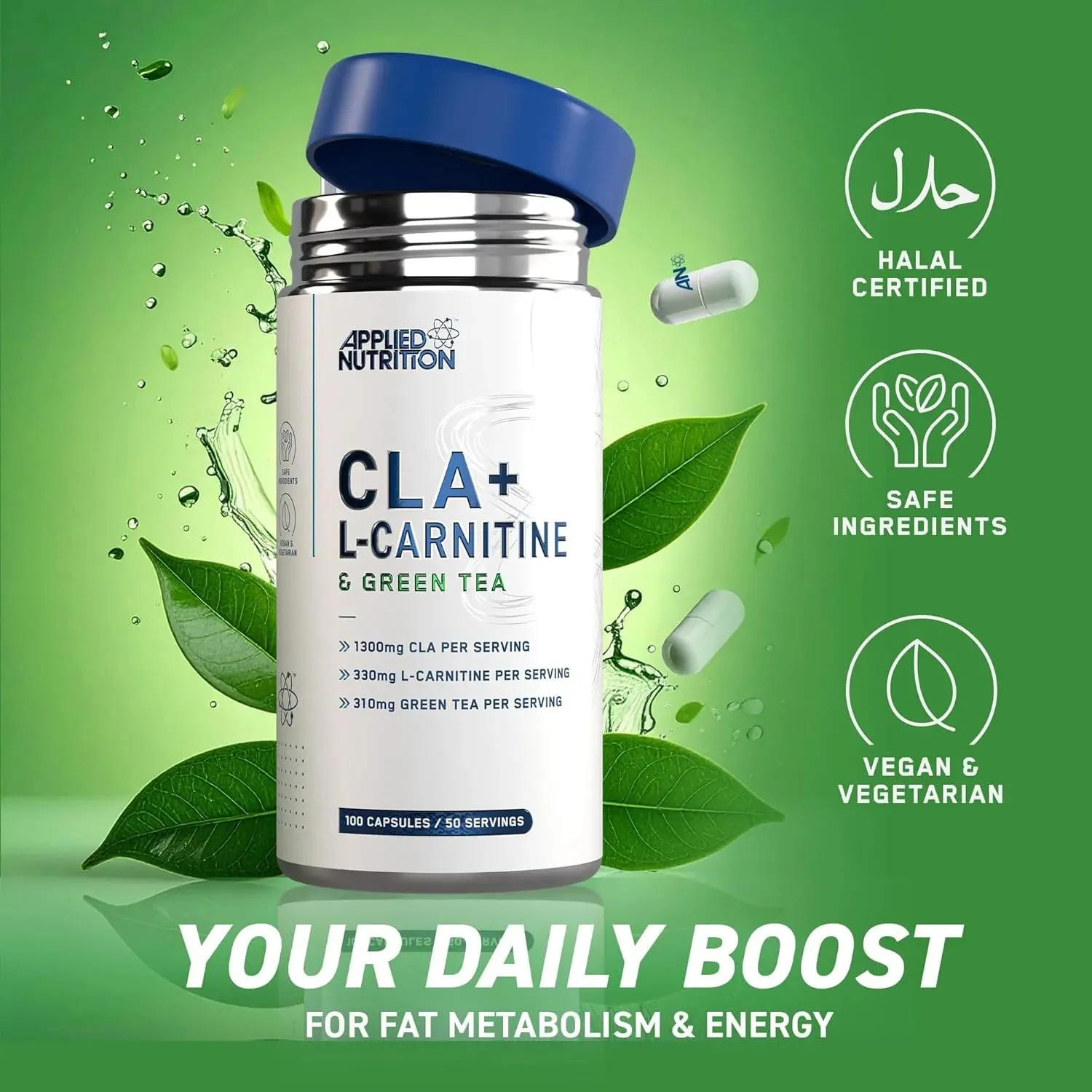 Applied Nutrition CLA L-Carnitin Grüntee Kapseln 100 Stk